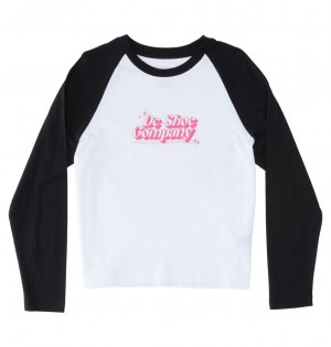 DC Shoes Timeless Raglan - Long Sleeve T-Shirt Białe Czarne | 86413RVJP